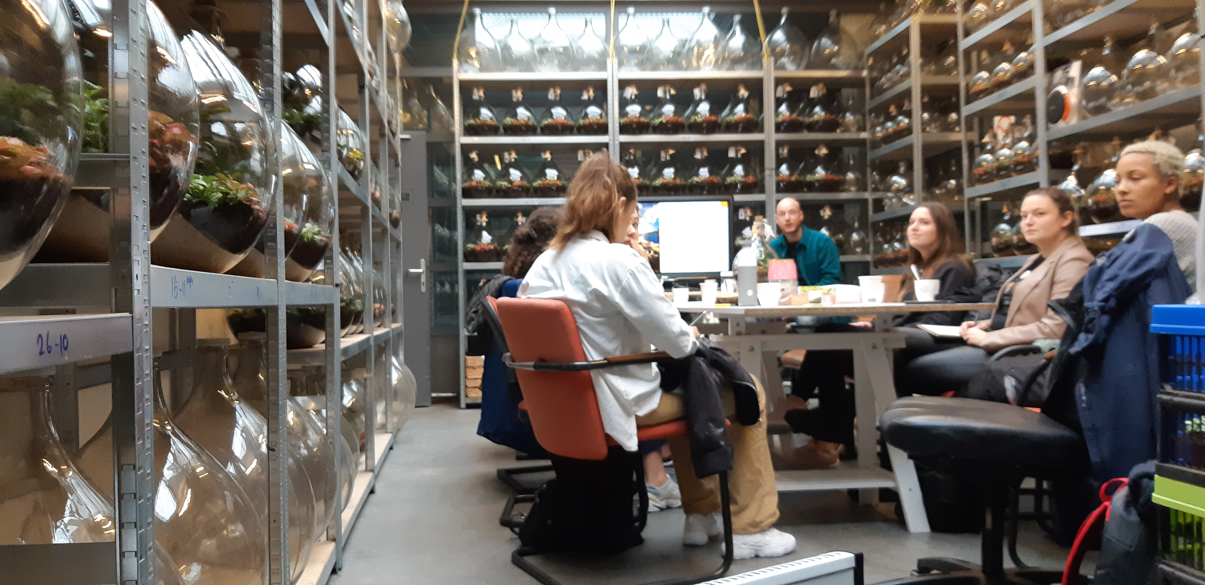 Students brainstorming at a table